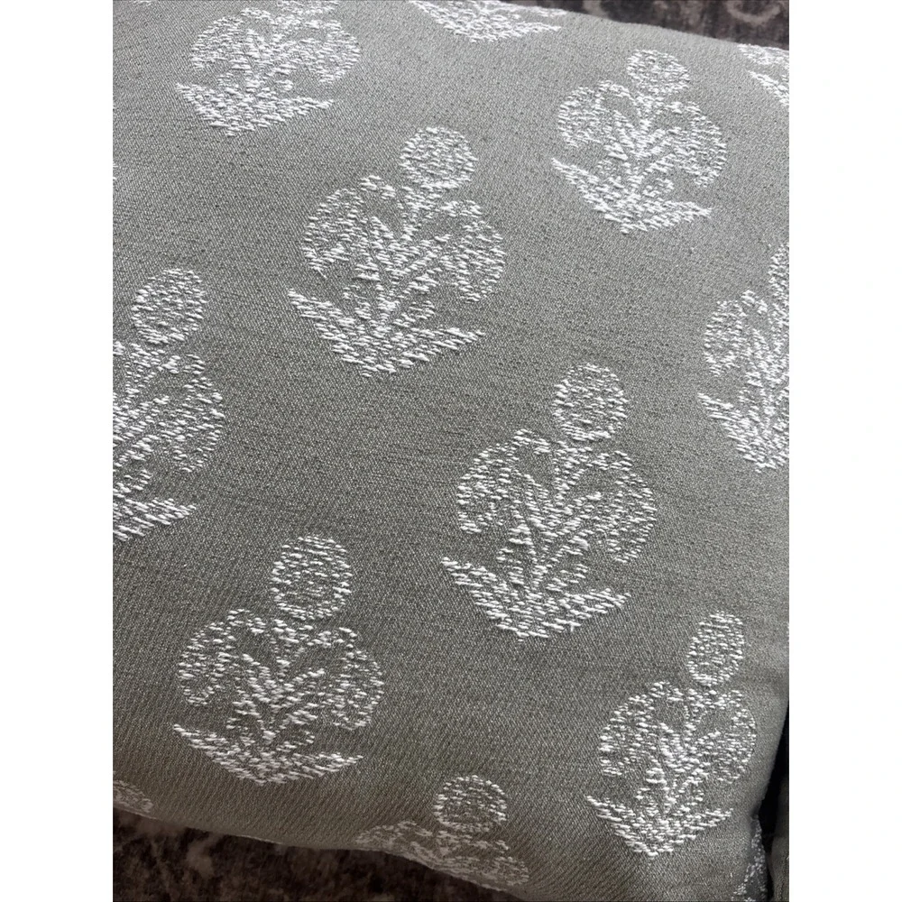 (2) Threshold Studio McGee Toss Pillow 20in X 20in Floral Green Removable Cover